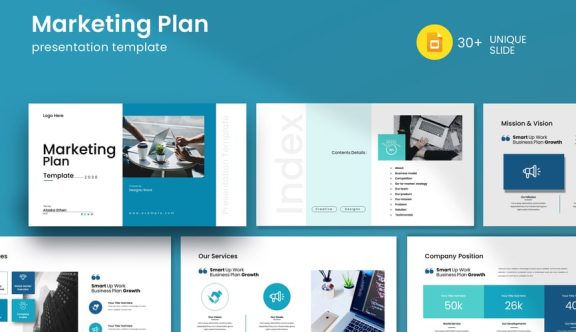 营销计划彩色谷歌幻灯片