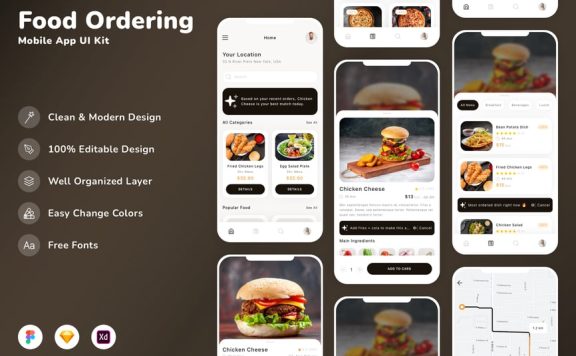食品订购移动应用 UI 套件